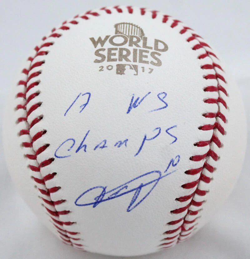 Yuli Gurriel Autographed Rawlings WS OML Baseball w/17 WS Champs-JSA W *Blue
