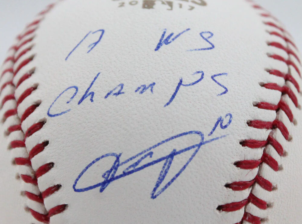 Yuli Gurriel Autographed Rawlings WS OML Baseball w/17 WS Champs-JSA W *Blue - Image 2