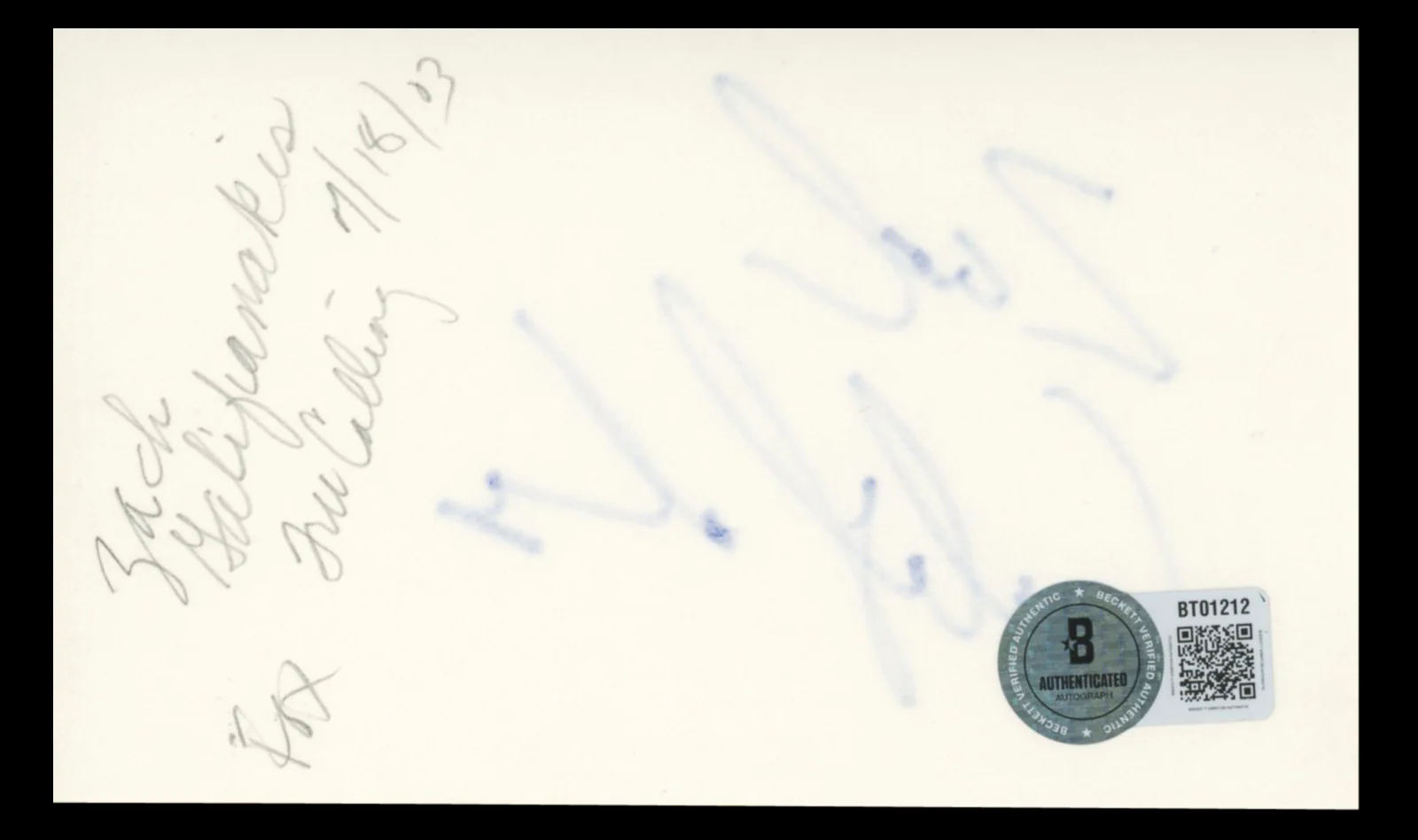 Zach Galifianakis The Hangover Authentic Signed 3x5 Index Card BAS #BT01212 - Image 3