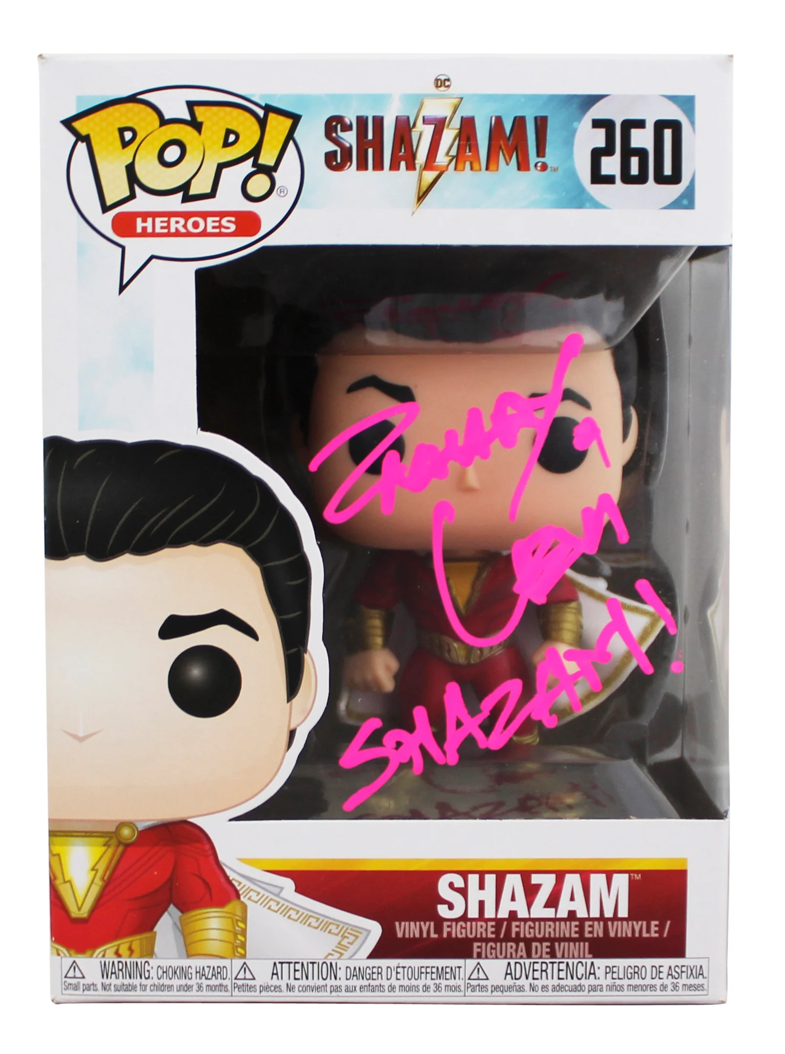 Zachary Levi "Shazam!" Signed Shazam #260 Funko Pop Vinyl Figure JSA #AZ80436 - Image 2
