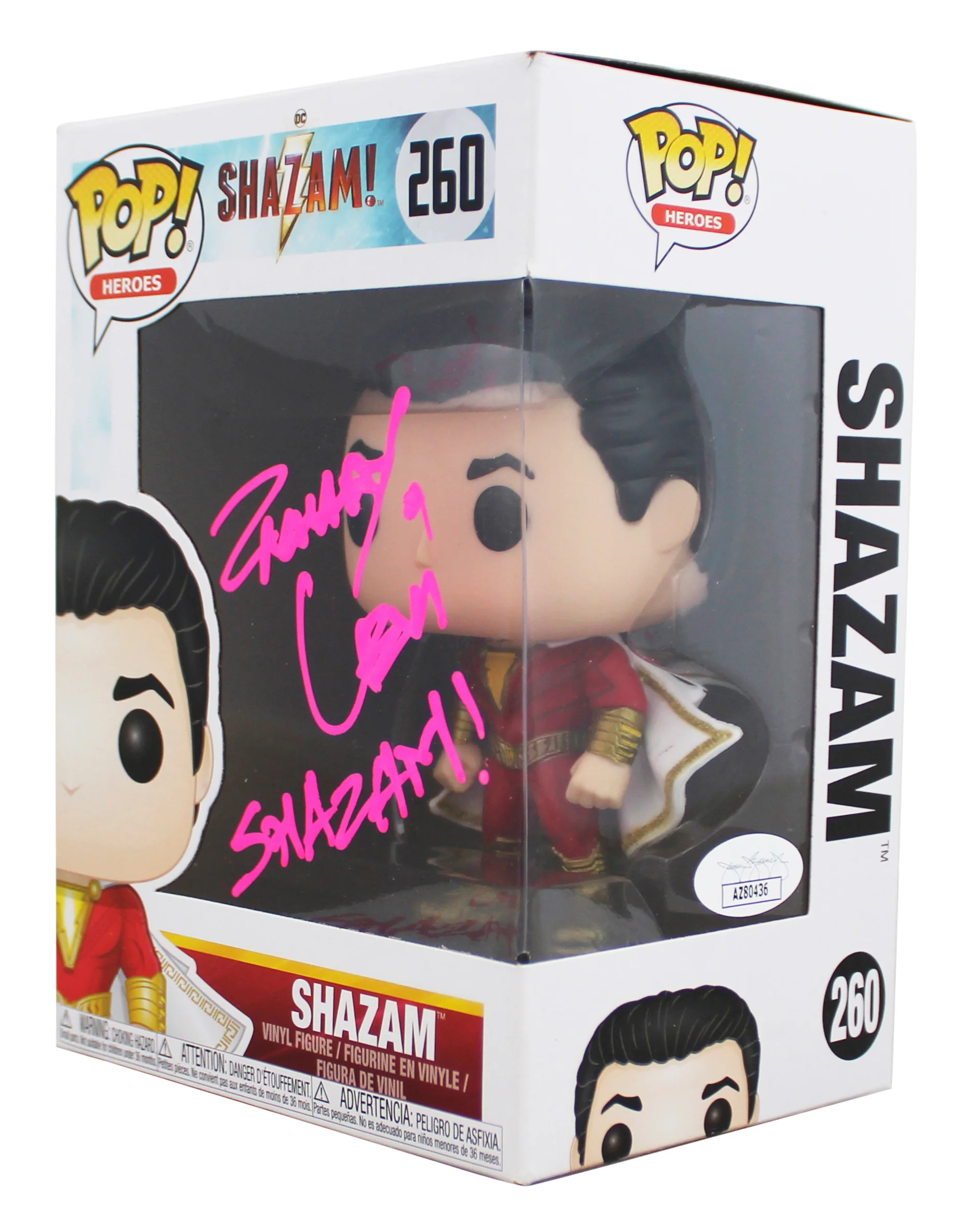 Zachary Levi "Shazam!" Signed Shazam #260 Funko Pop Vinyl Figure JSA #AZ80436 - Image 3