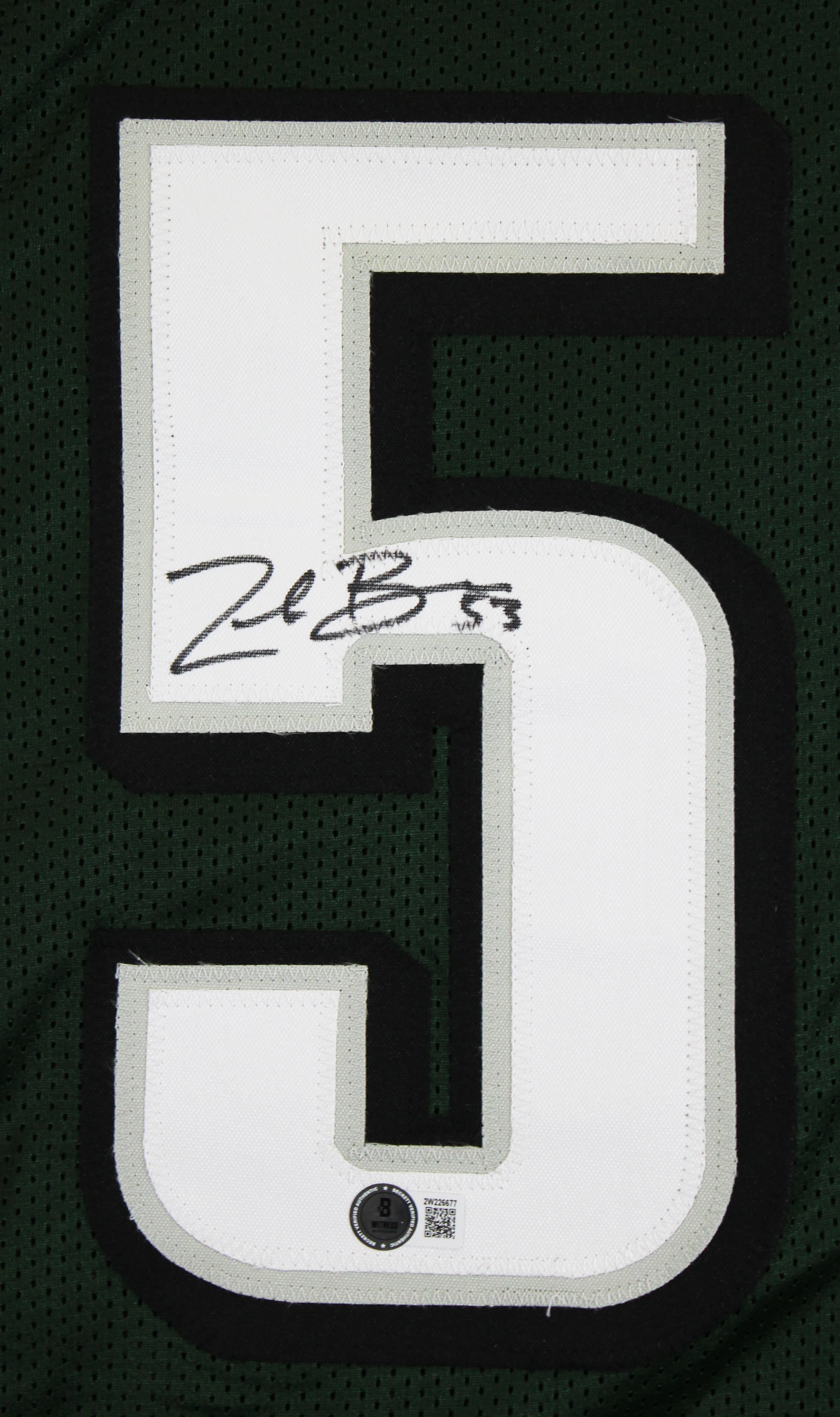 Zack Baun Authentic Signed Green Pro Style Jersey Autographed BAS Witnessed - Image 3