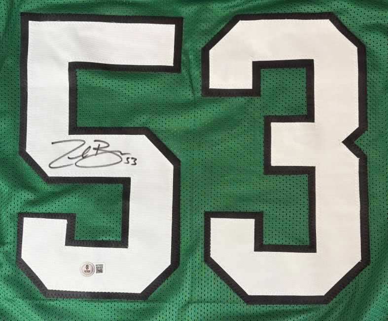 Zack Baun Philadelphia Signed Kelly Green Football Jersey BAS - Image 2