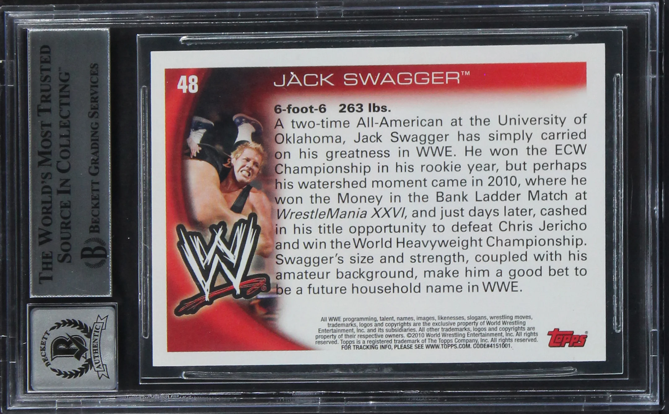 Zack Ryder Authentic Signed 2010 Topps #48 Card Auto Graded Gem 10! BAS Slabbed - Image 3