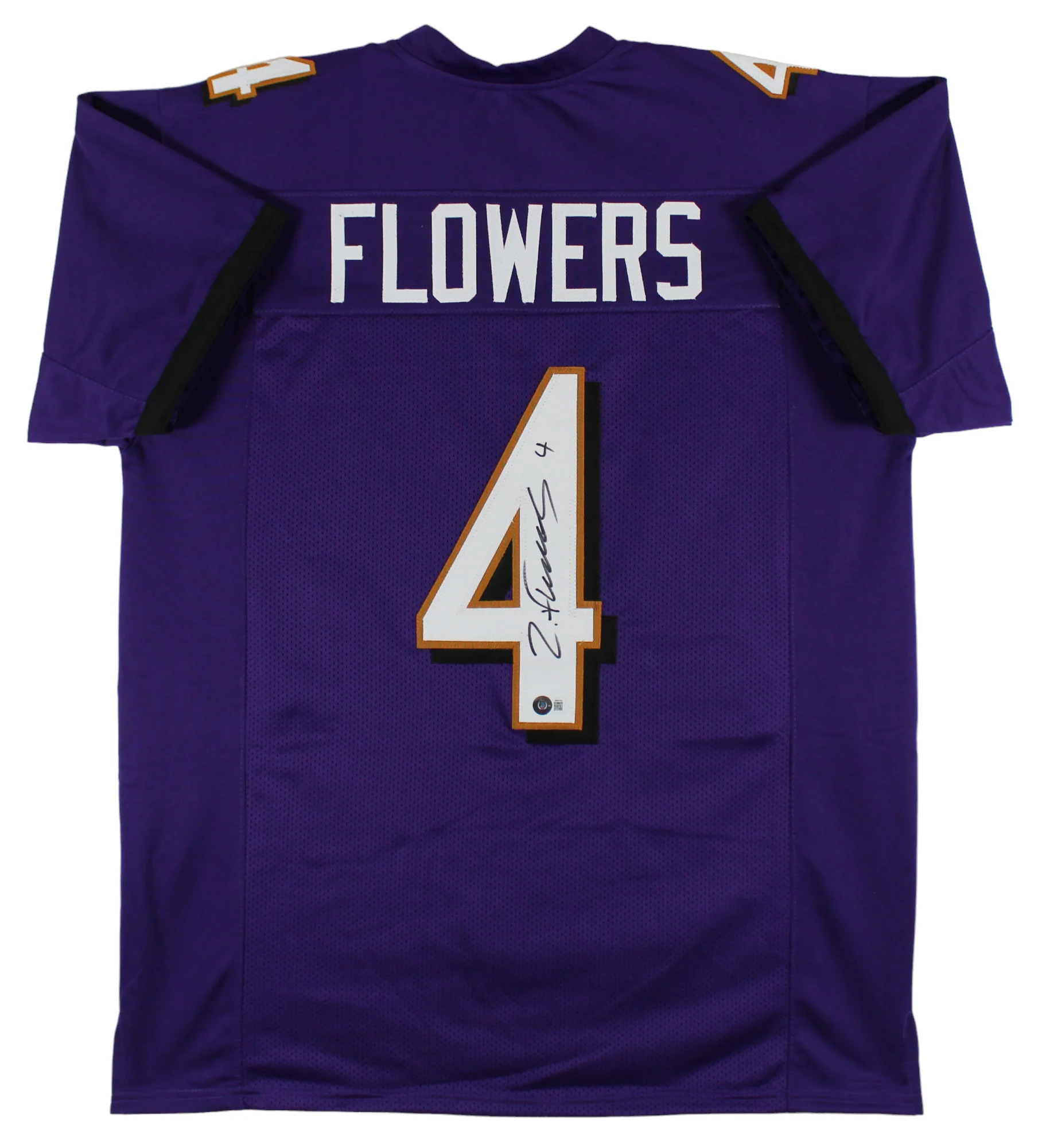 Zay Flowers Authentic Signed Purple Pro Style Jersey Autographed BAS 1 - Image 2