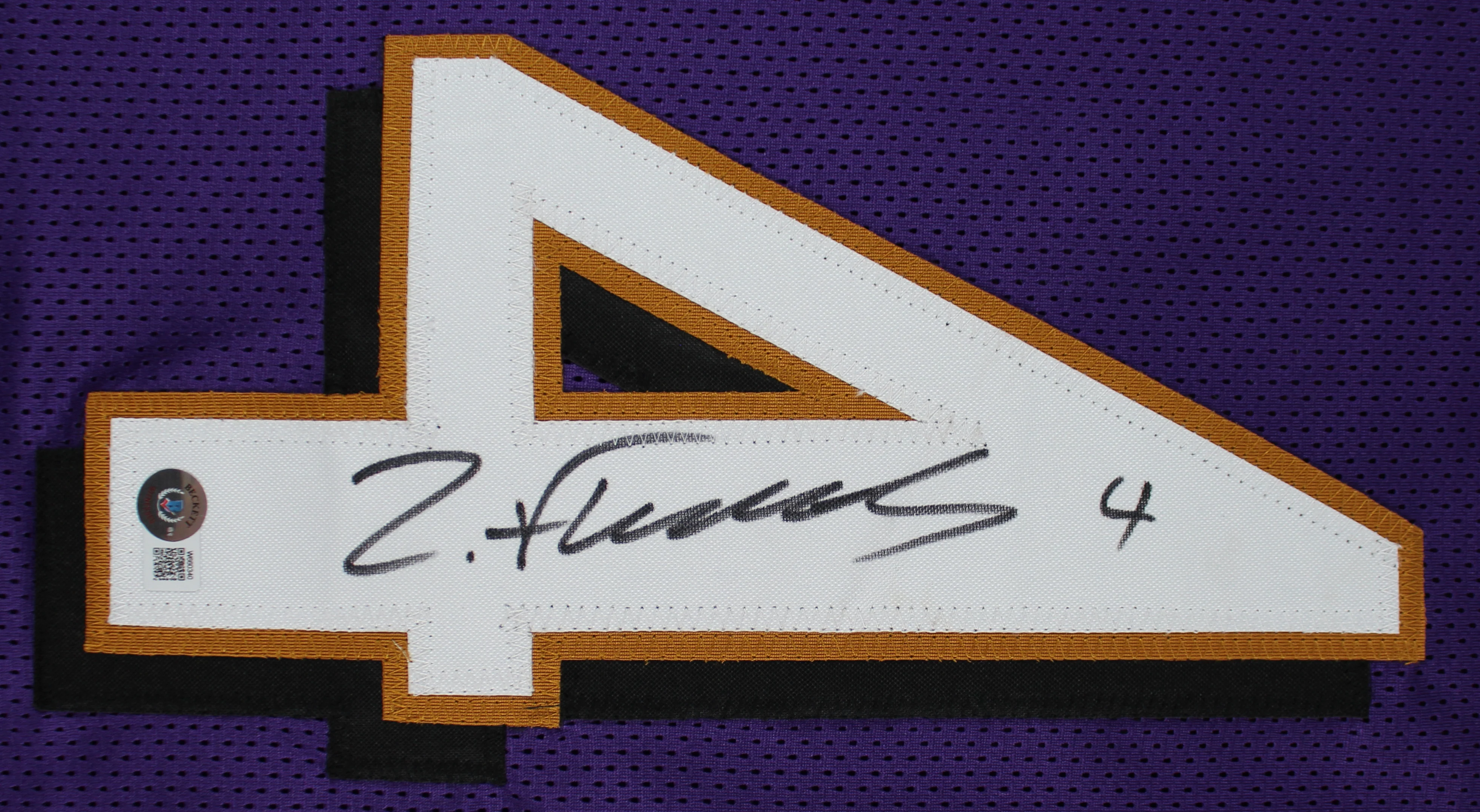 Zay Flowers Authentic Signed Purple Pro Style Jersey Autographed BAS 1 - Image 3