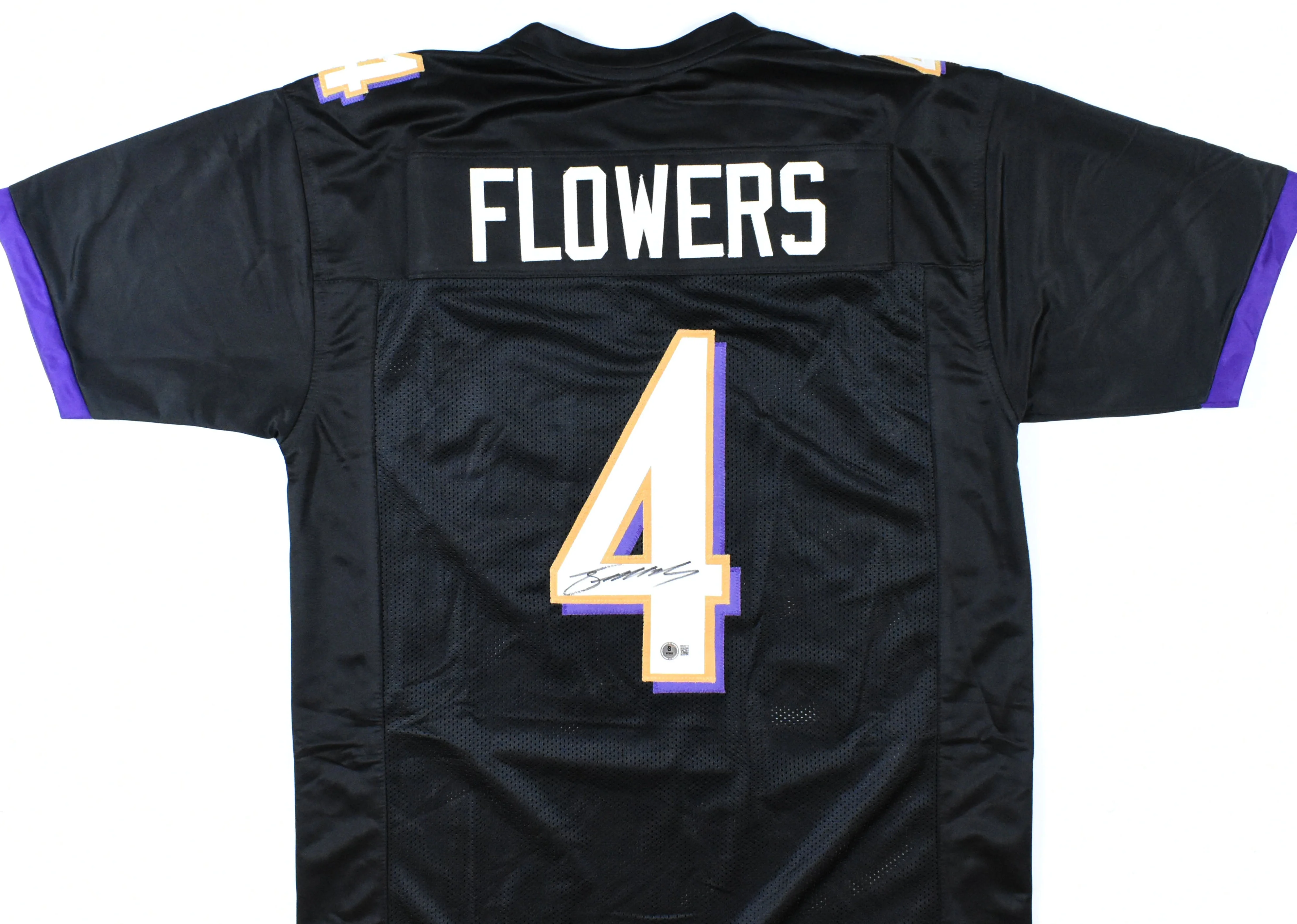 Zay Flowers Autographed Black Pro Style Jersey - Beckett W Hologram *Black