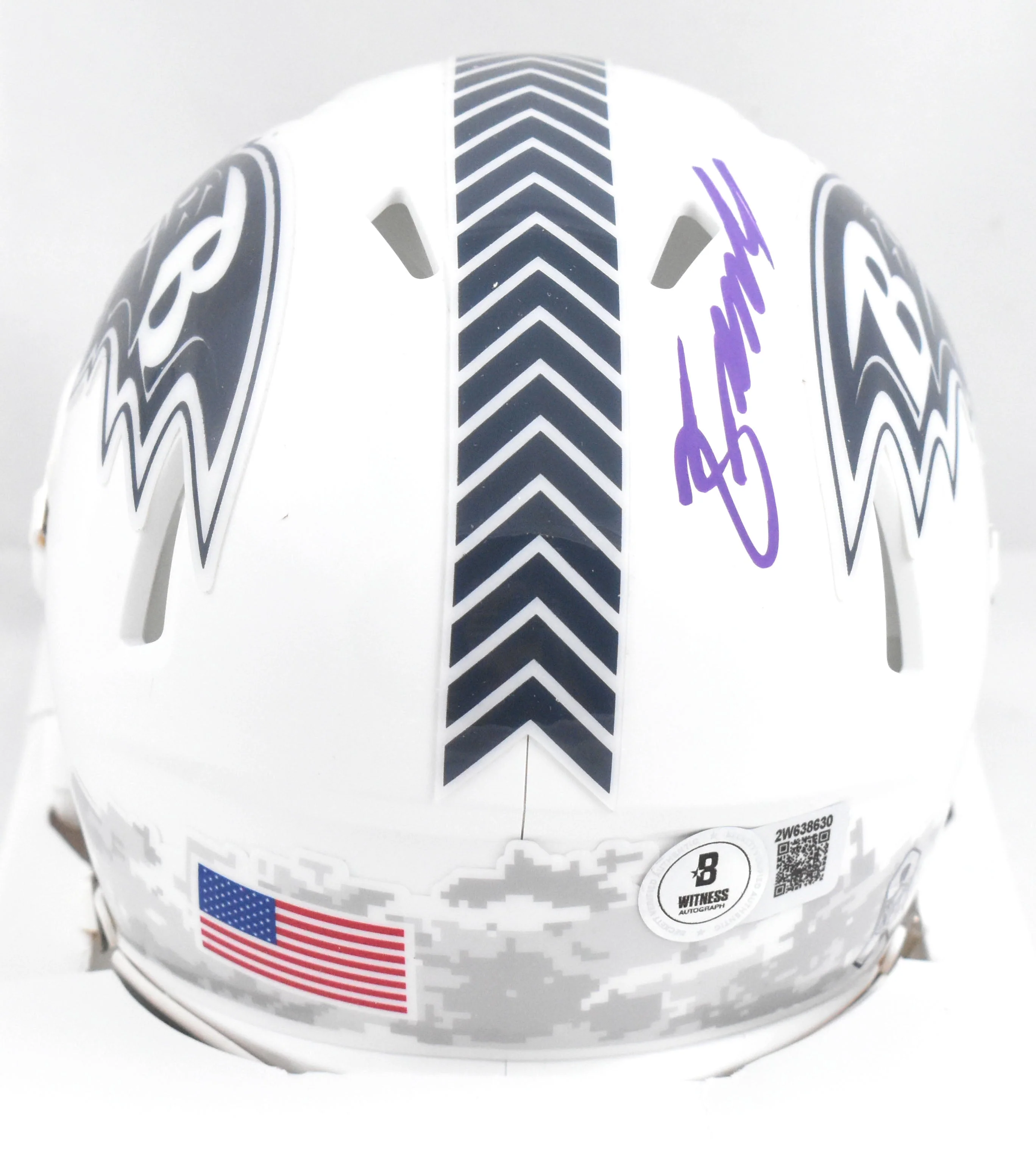 Zay Flowers Autographed Ravens Salute 2024 Speed Mini Helmet - Beckett W Holo - Image 3