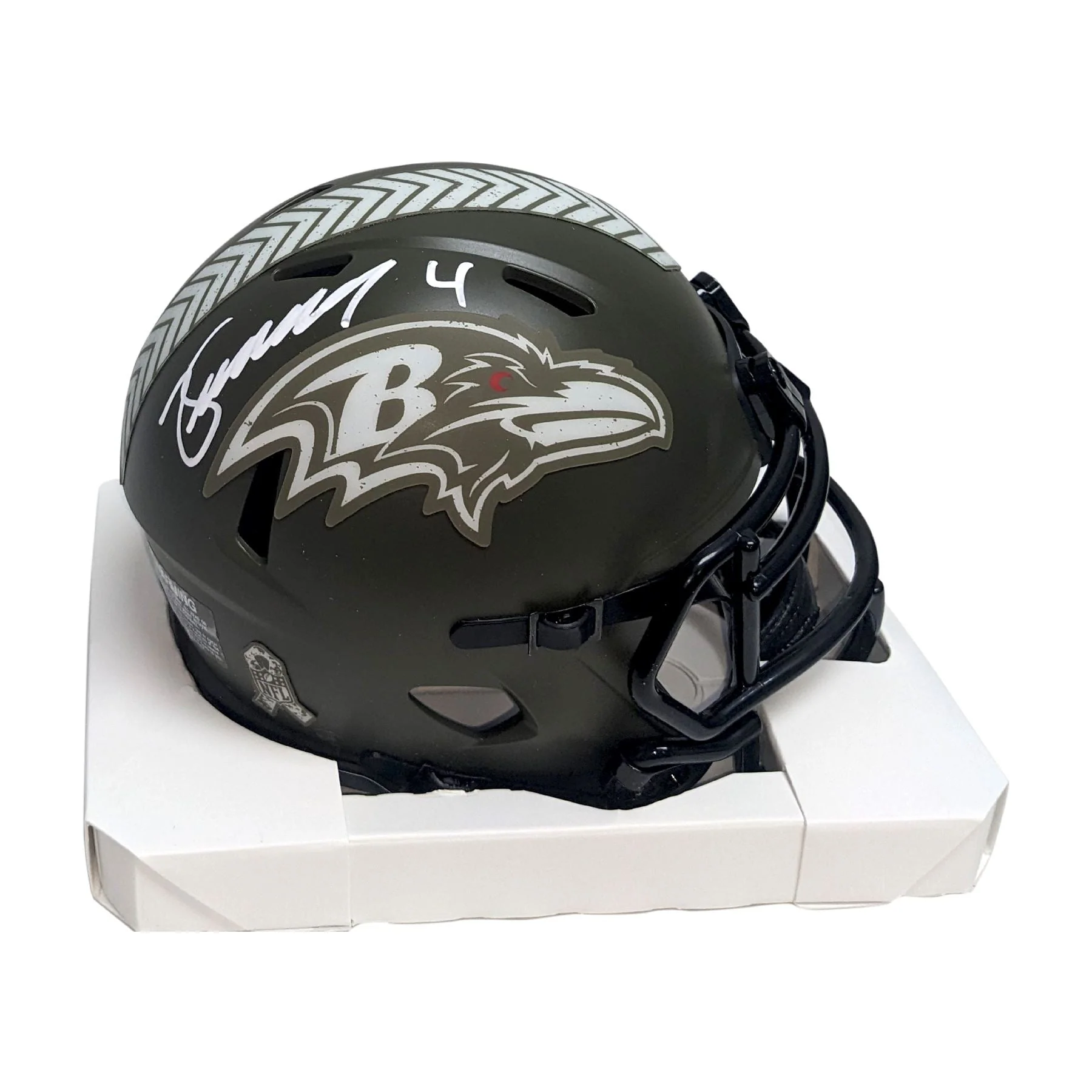 Zay Flowers Autographed Hand Signed Ravens Salute to Service Mini Helmet - BAS