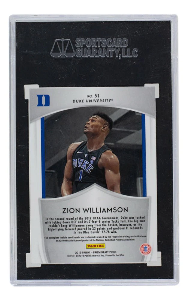 Zion Williamson 2019-20 Panini #51 Pelicans Prizm Crusade Card SGC GM 10 - Image 2