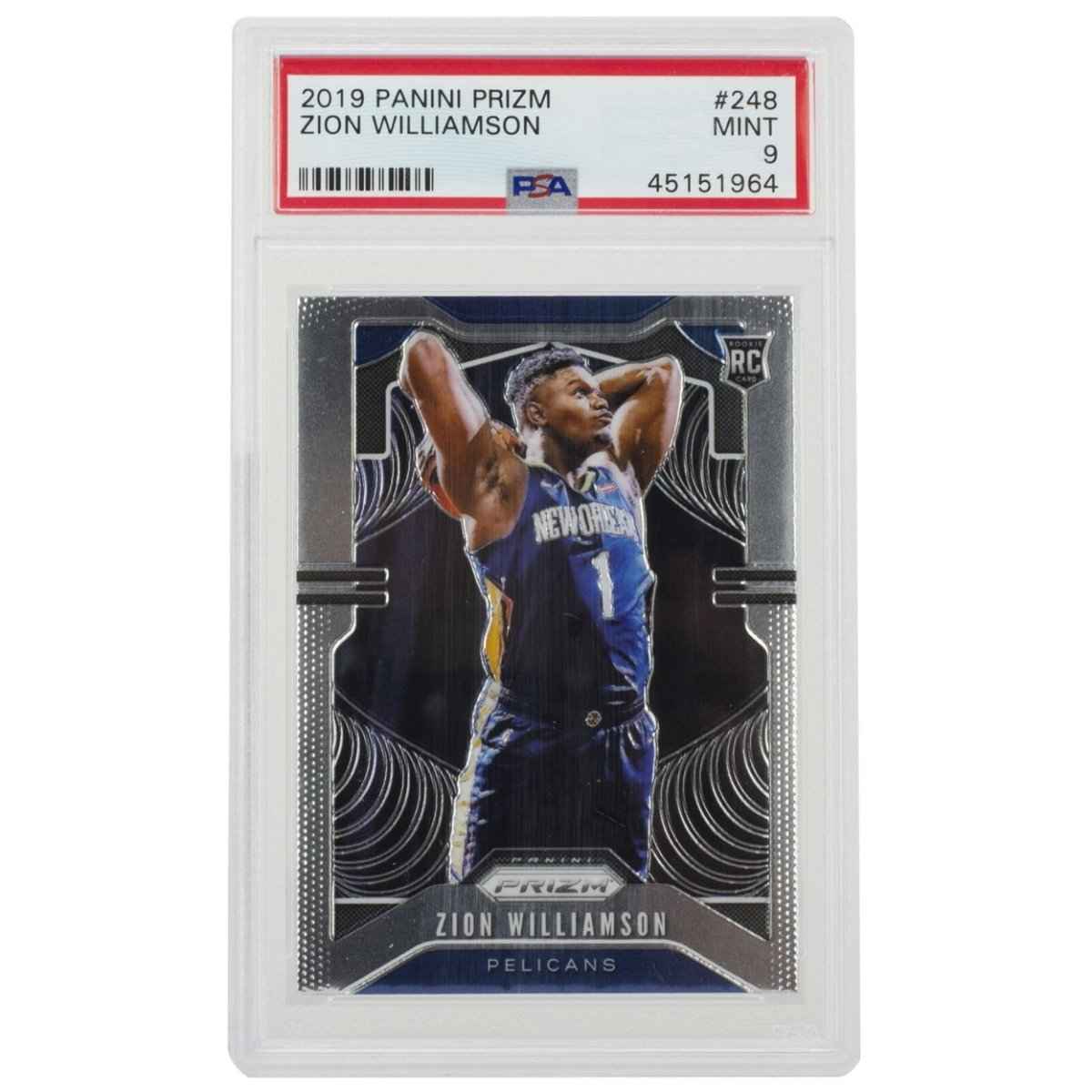 Zion Williamson 2019 Panini Prizm #248 Pelicans Basketball Card PSA Mint 9 - Image 3