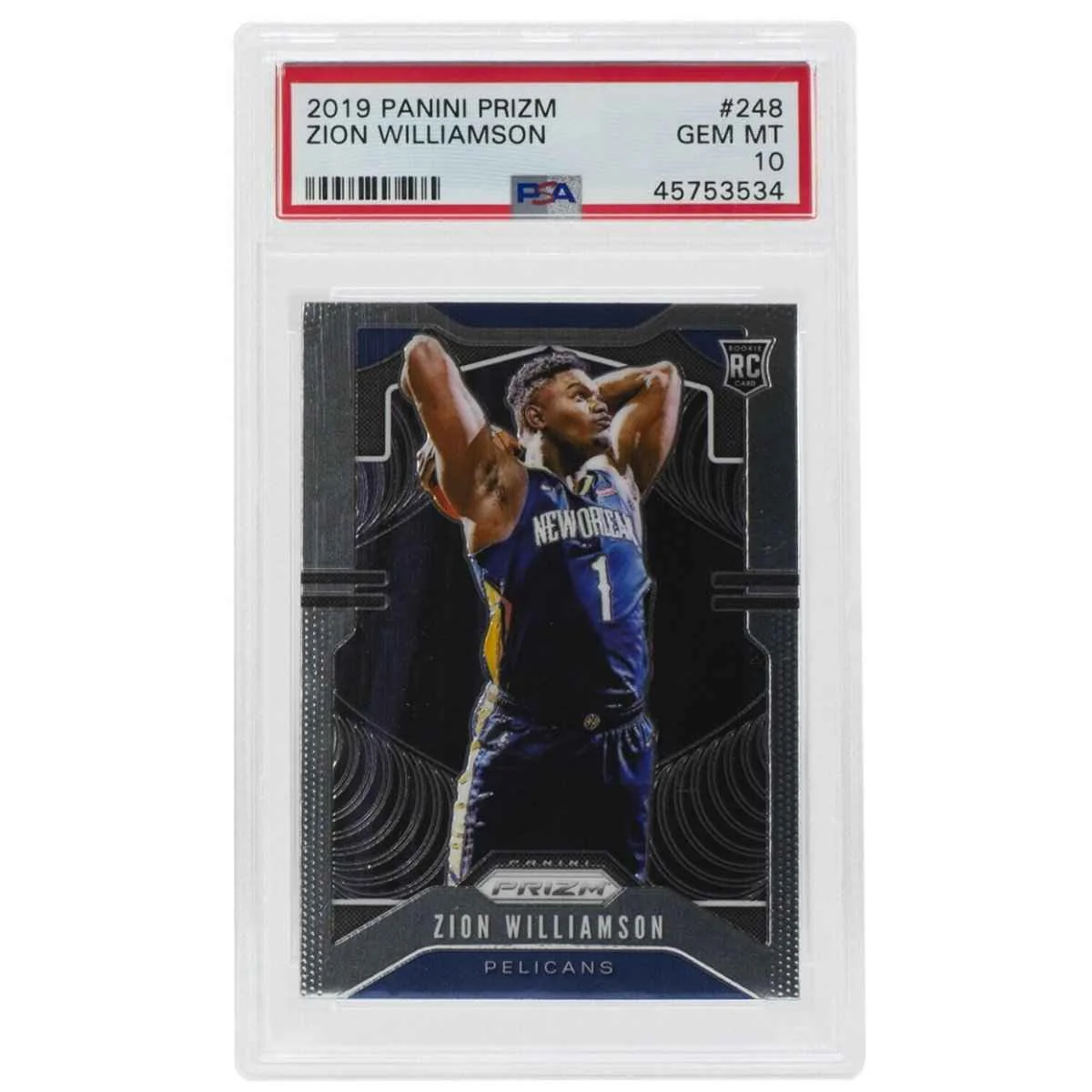 Zion Williamson Duke Slabbed 2019 Prizm #248 Basketball Card Gem Mint 10 PSA - Image 3