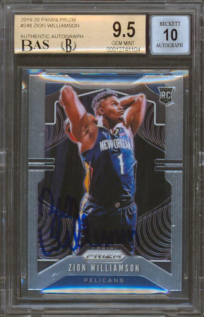 Zion Williamson Signed 2019 Panini Prizm #248 RC Card Grade 9.5 Auto 10 BAS Slab - Image 2