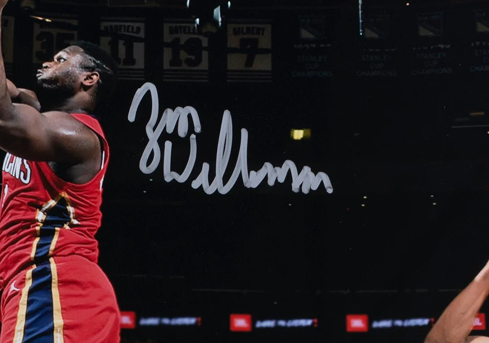 Zion Williamson Signed Framed 16x20 Pelicans Basketball Dunk Photo Fanatics - Image 2